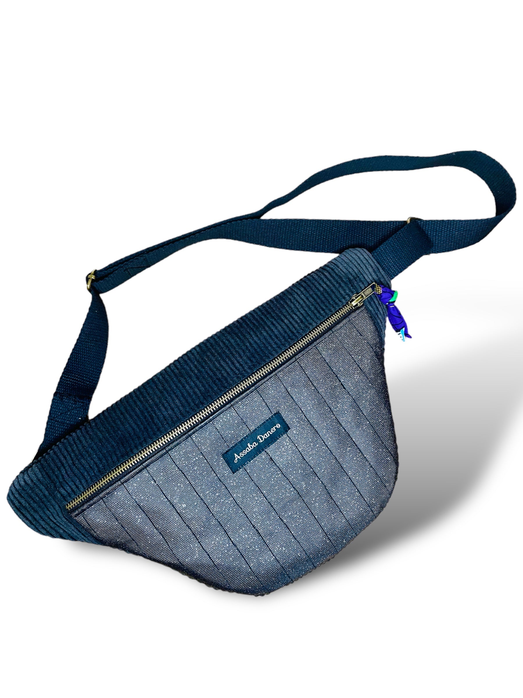 Sac banane paillette et velours gris Assaba Danero